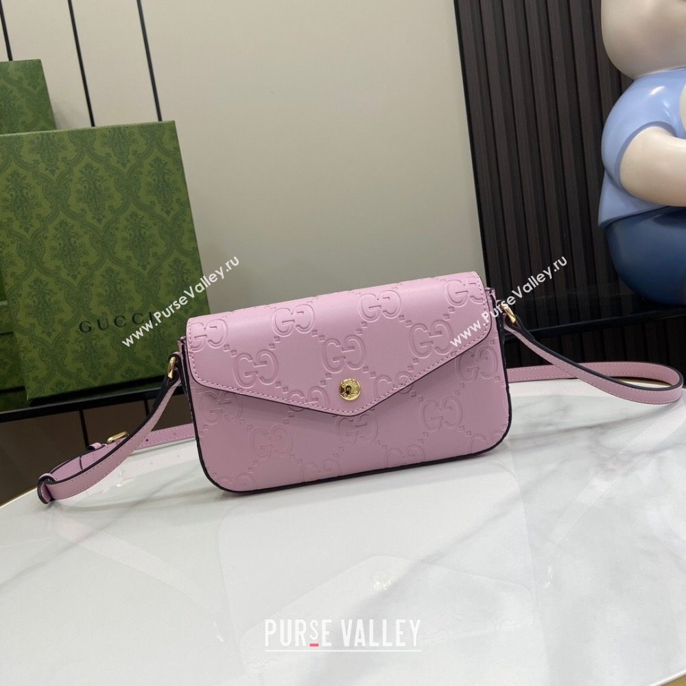 Gucci GG Leather Super Mini Shoulder Bag Black 772794 Lilac 2024 (XLU-24051402)