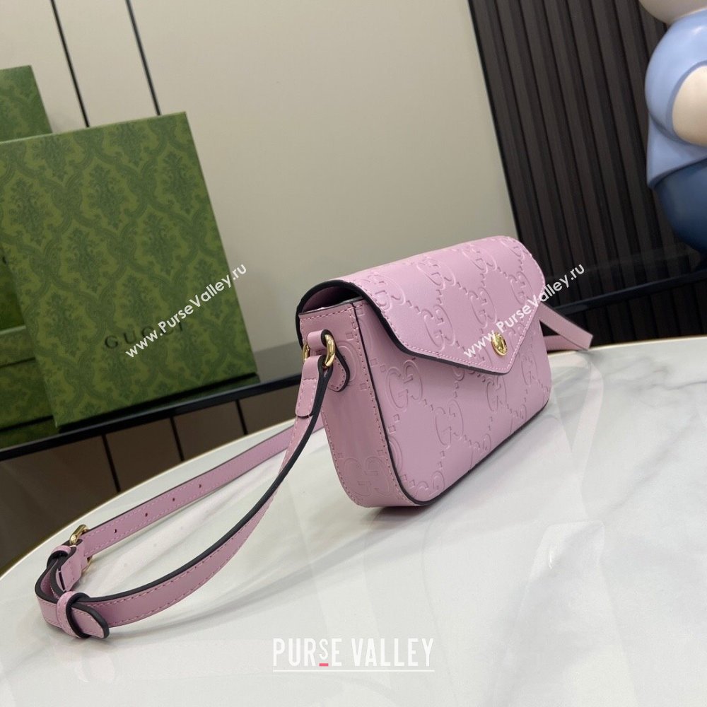 Gucci GG Leather Super Mini Shoulder Bag Black 772794 Lilac 2024 (XLU-24051402)