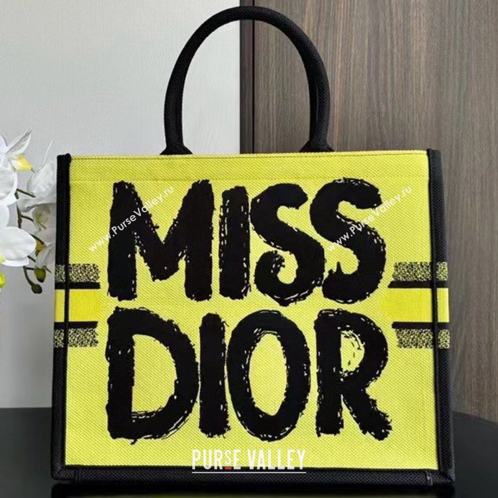 Dior Large Book Tote bag in Two-Tone Green and Blue Miss Dior Graffiti 1286 2024 (DMZ-24082319)