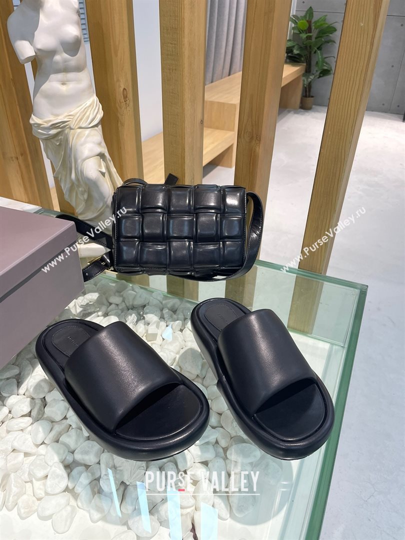 Balenciaga Padded Lambskin Slide Sandals Black 2021 (MD-21010860)