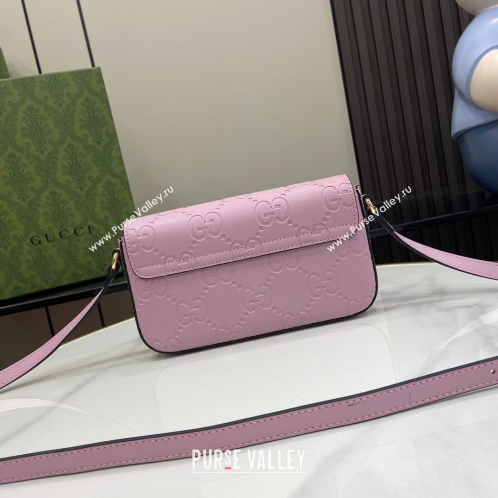 Gucci GG Leather Super Mini Shoulder Bag Black 772794 Lilac 2024 (XLU-24051402)