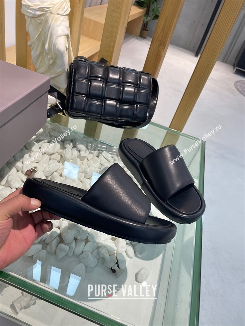 Balenciaga Padded Lambskin Slide Sandals Black 2021 (MD-21010860)