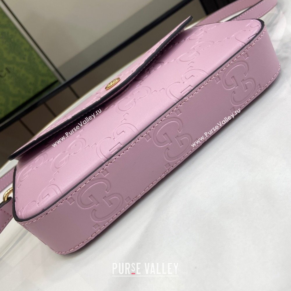 Gucci GG Leather Super Mini Shoulder Bag Black 772794 Lilac 2024 (XLU-24051402)