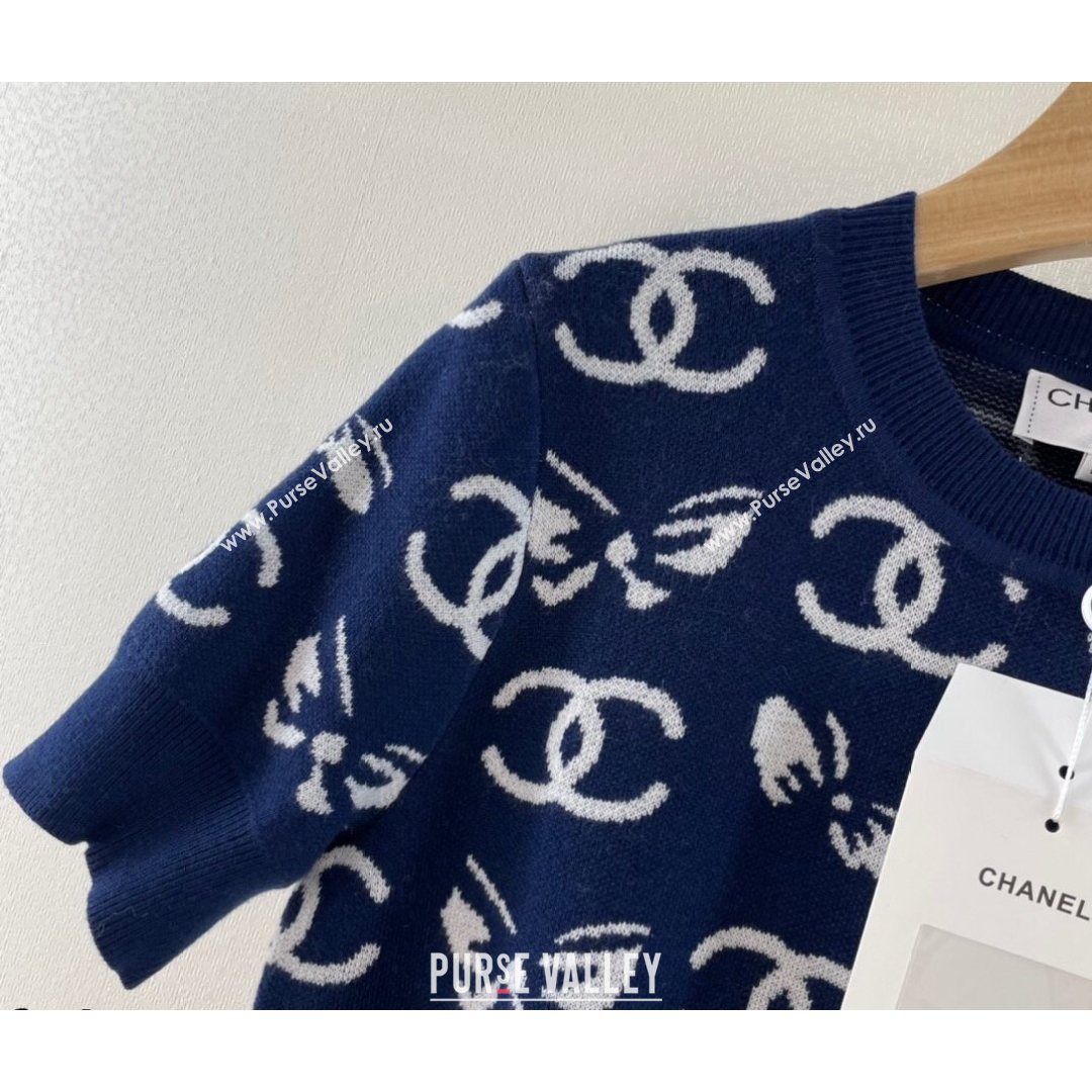 Chanel Cashmere Blend Knit Sweater Navy Blue 2021 (Q-21082635)