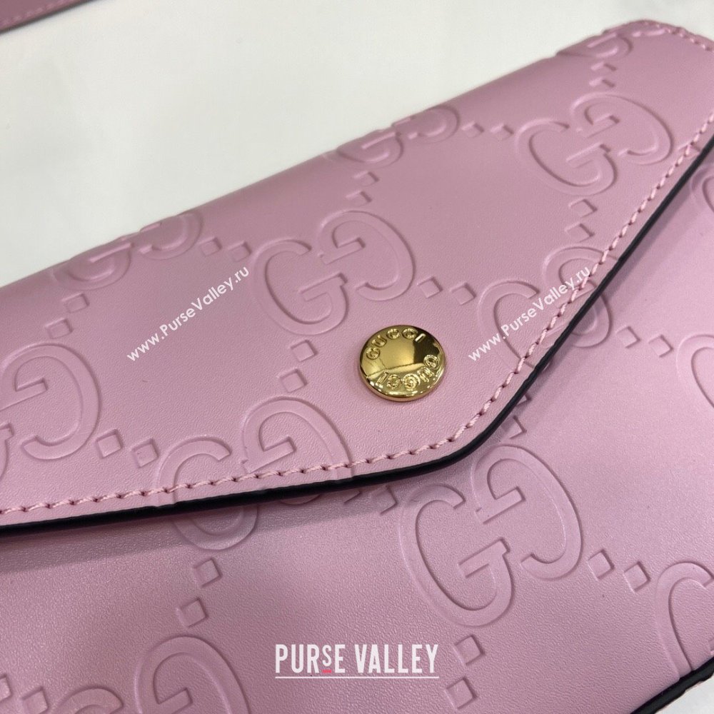 Gucci GG Leather Super Mini Shoulder Bag Black 772794 Lilac 2024 (XLU-24051402)