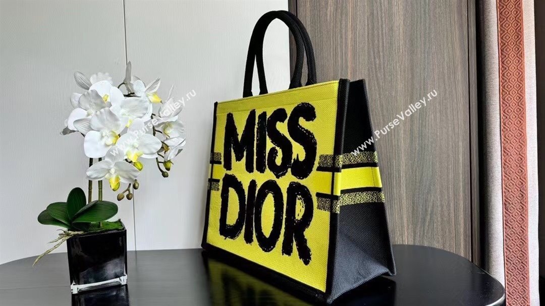 Dior Large Book Tote bag in Two-Tone Green and Blue Miss Dior Graffiti 1286 2024 (DMZ-24082319)