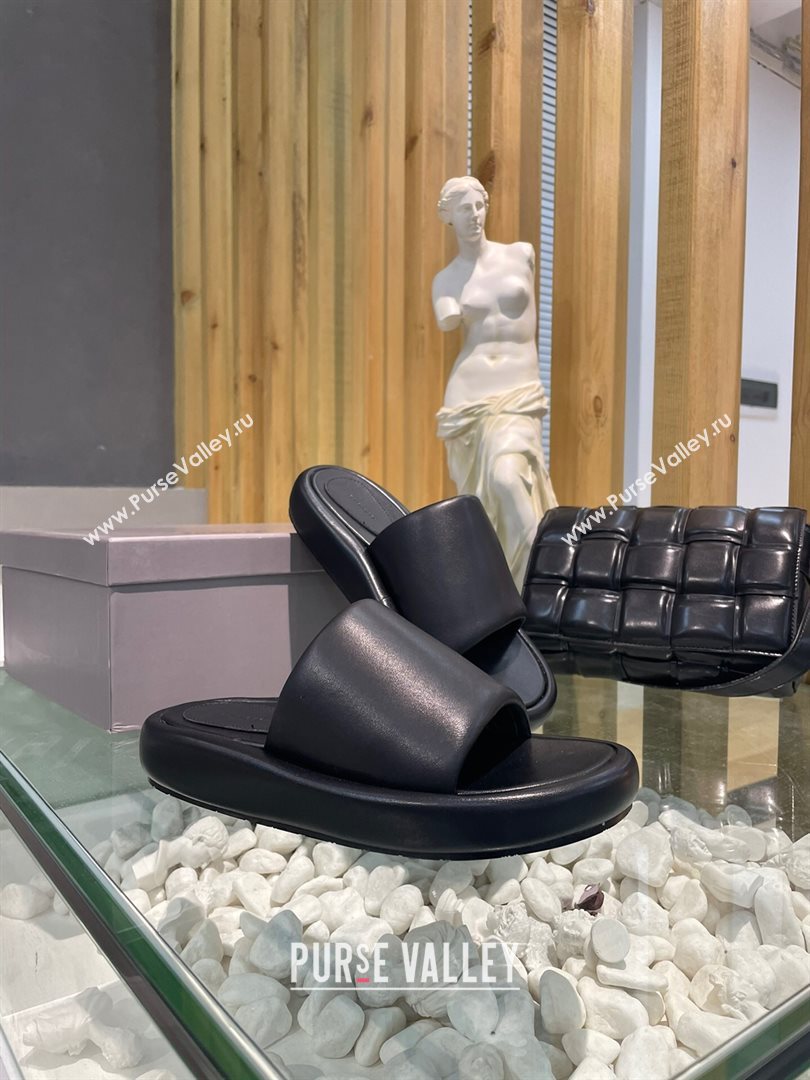 Balenciaga Padded Lambskin Slide Sandals Black 2021 (MD-21010860)