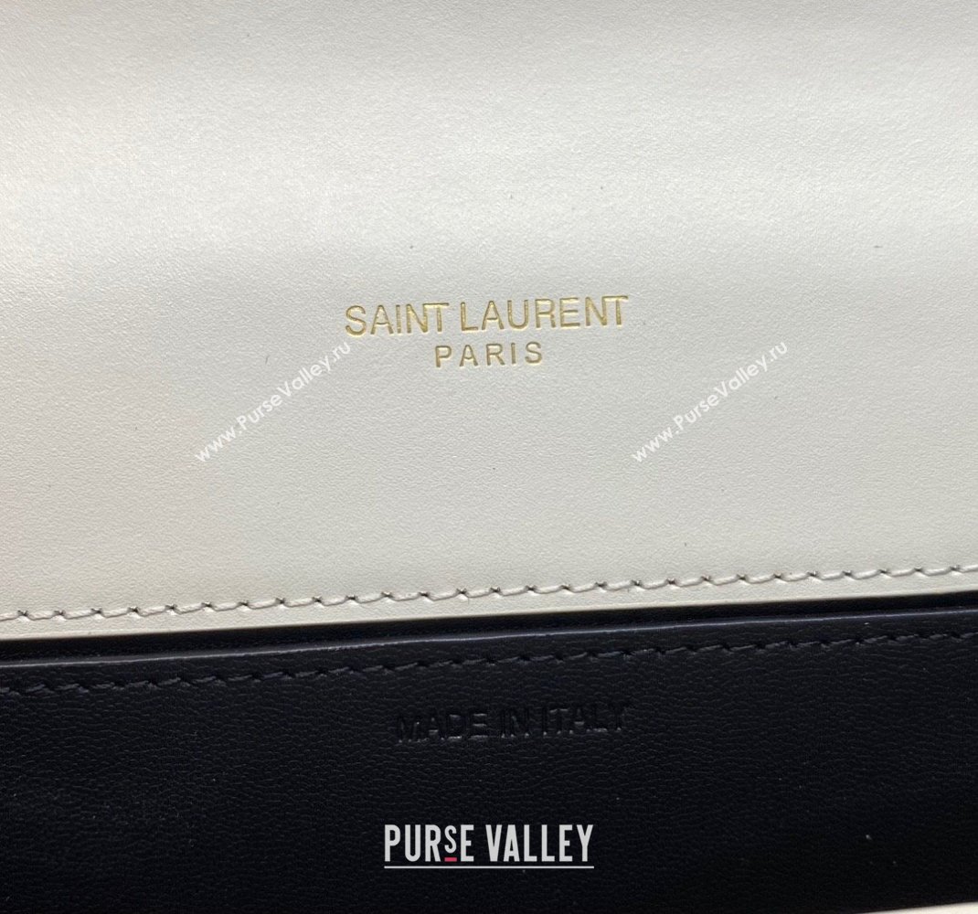 Saint Laurent Uptown Envelope Chain Wallet WOC in Crocodile Pattern Leather 607788 Beige 2024 (DL-24032616)