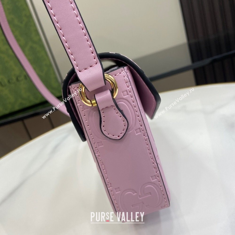 Gucci GG Leather Super Mini Shoulder Bag Black 772794 Lilac 2024 (XLU-24051402)
