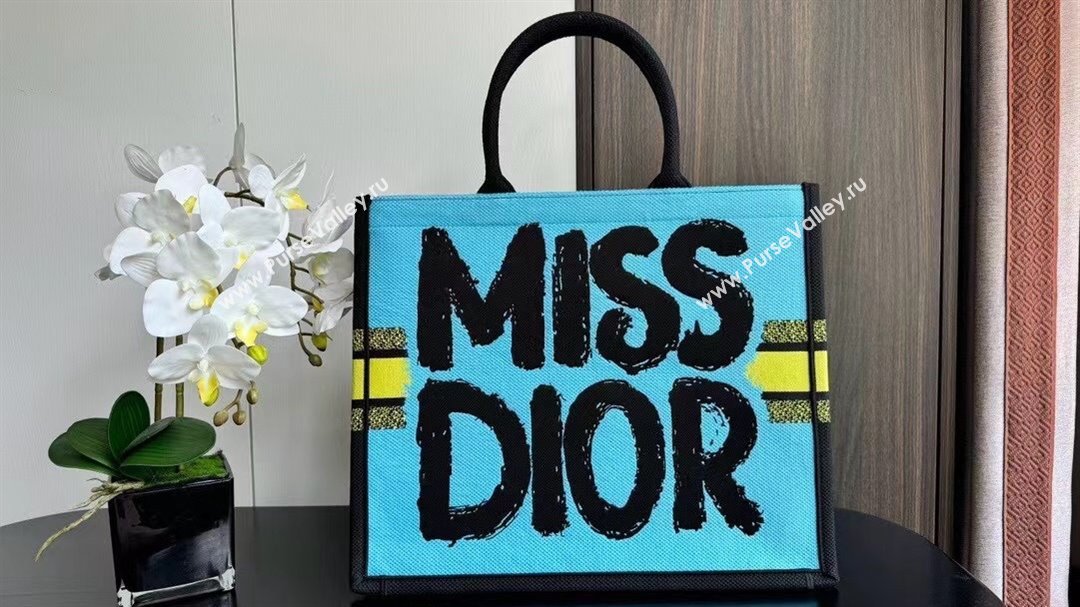 Dior Large Book Tote bag in Two-Tone Green and Blue Miss Dior Graffiti 1286 2024 (DMZ-24082319)