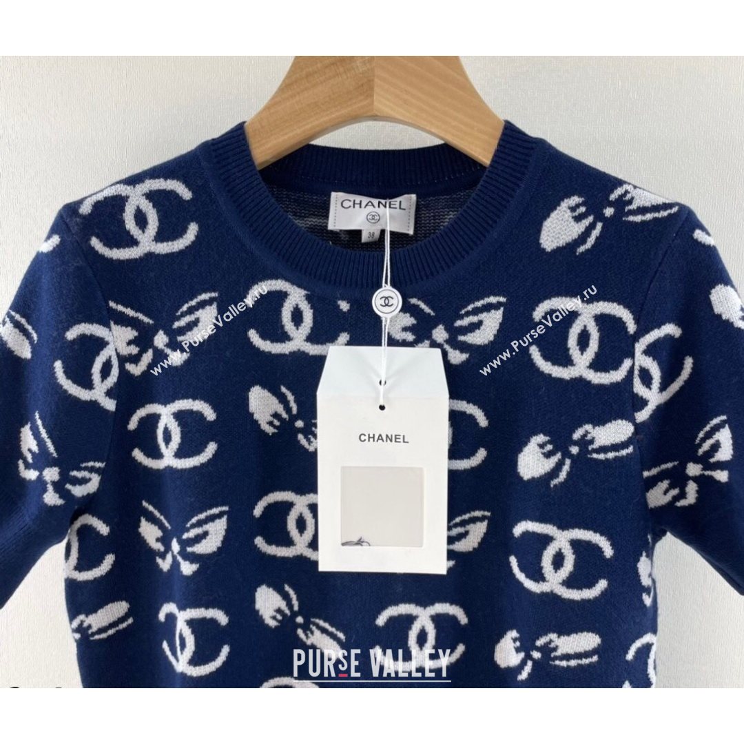 Chanel Cashmere Blend Knit Sweater Navy Blue 2021 (Q-21082635)