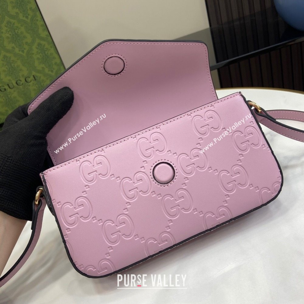 Gucci GG Leather Super Mini Shoulder Bag Black 772794 Lilac 2024 (XLU-24051402)