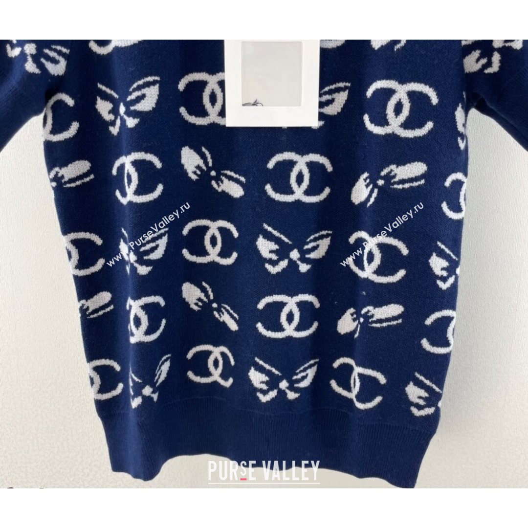Chanel Cashmere Blend Knit Sweater Navy Blue 2021 (Q-21082635)