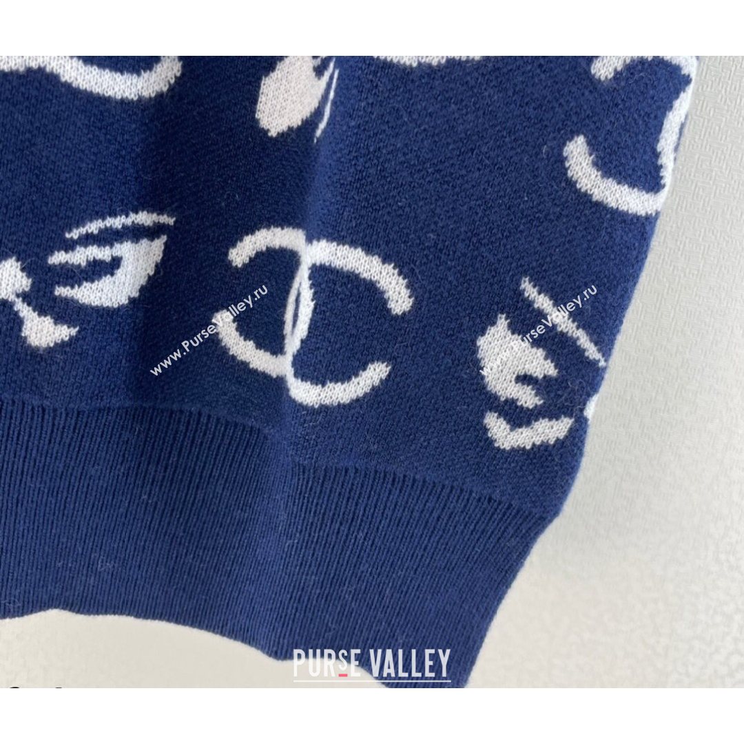Chanel Cashmere Blend Knit Sweater Navy Blue 2021 (Q-21082635)