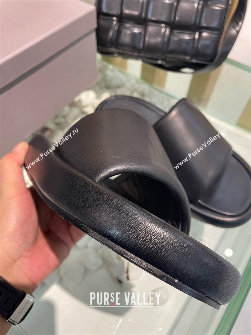 Balenciaga Padded Lambskin Slide Sandals Black 2021 (MD-21010860)