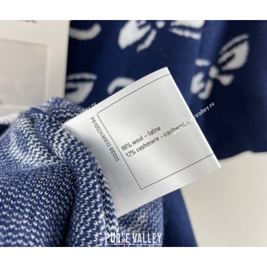 Chanel Cashmere Blend Knit Sweater Navy Blue 2021 (Q-21082635)