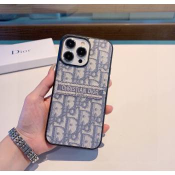 Dior Oblique Embroidered iPhone Holder Grey 2025 0616 (SHI-250616021)