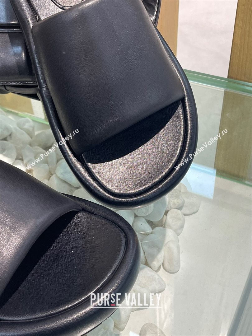 Balenciaga Padded Lambskin Slide Sandals Black 2021 (MD-21010860)