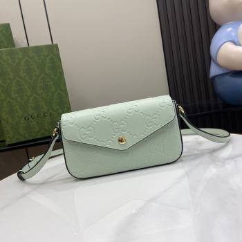 Gucci GG Leather Super Mini Shoulder Bag Black 772794 Green 2024 (XLU-24051403)