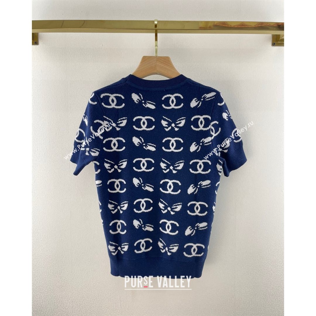 Chanel Cashmere Blend Knit Sweater Navy Blue 2021 (Q-21082635)