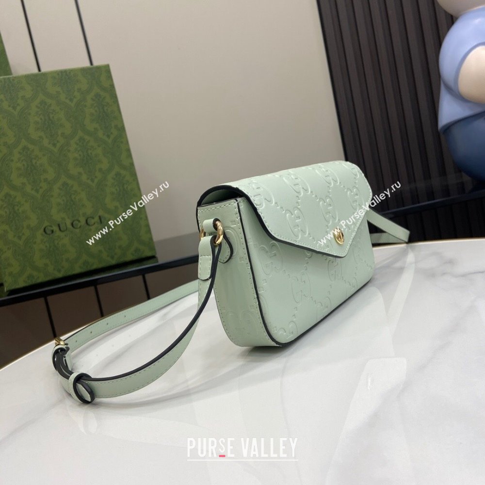 Gucci GG Leather Super Mini Shoulder Bag Black 772794 Green 2024 (XLU-24051403)