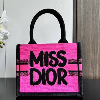 Dior Small Book Tote bag in Two-Tone Fuchsia and Purple Miss Dior Graffiti Embroidery 1286 2024 (DMZ-24082320)