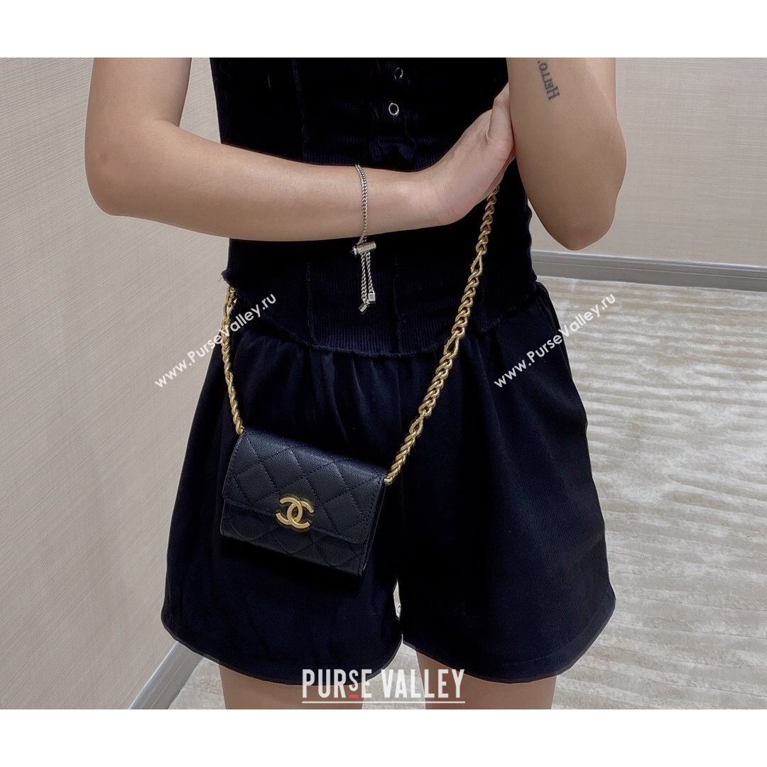 Chanel Grained Calfskin & Gold-Tone Metal Clutch with Chain AP2335 Black 2021 (SM-21082702)