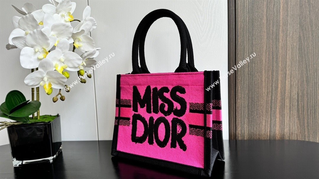 Dior Small Book Tote bag in Two-Tone Fuchsia and Purple Miss Dior Graffiti Embroidery 1286 2024 (DMZ-24082320)