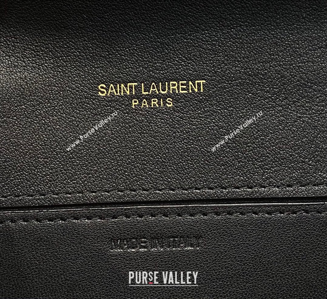 Saint Laurent Uptown Envelope Chain Wallet WOC in Crocodile Pattern Leather 607788 Black/Gold 2024 (DL-24032617)