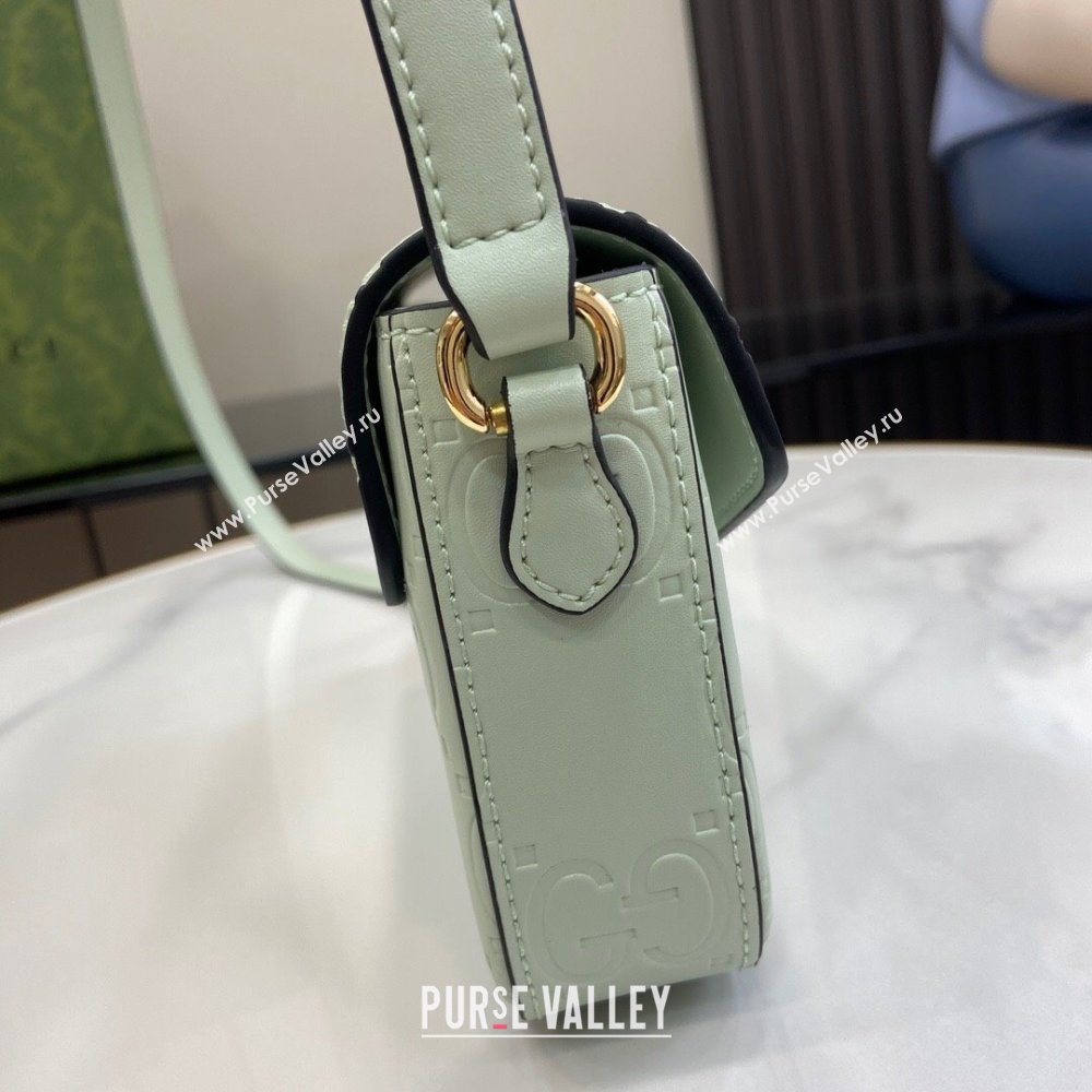 Gucci GG Leather Super Mini Shoulder Bag Black 772794 Green 2024 (XLU-24051403)