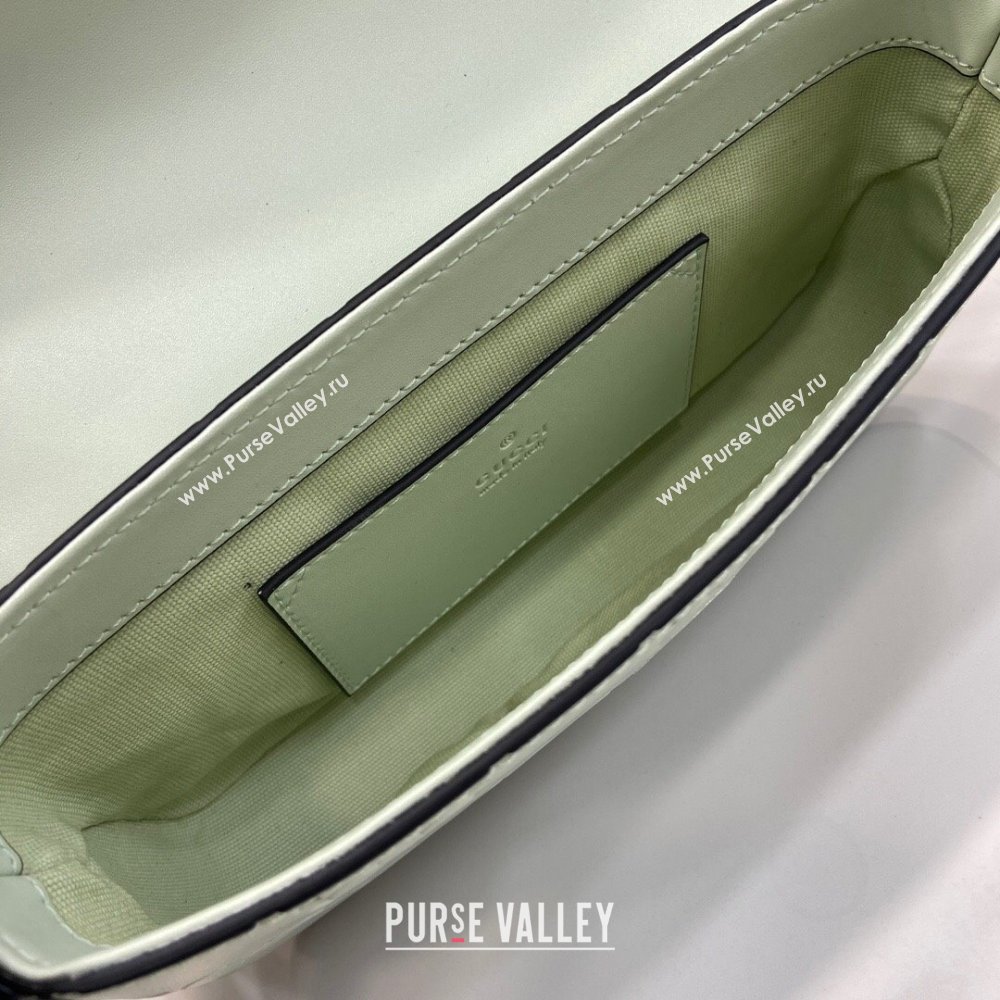 Gucci GG Leather Super Mini Shoulder Bag Black 772794 Green 2024 (XLU-24051403)