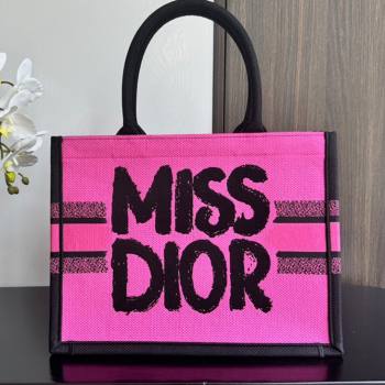 Dior Medium Book Tote bag in Two-Tone Fuchsia and Purple Miss Dior Graffiti Embroidery 1286 2024 (DMZ-24082322)