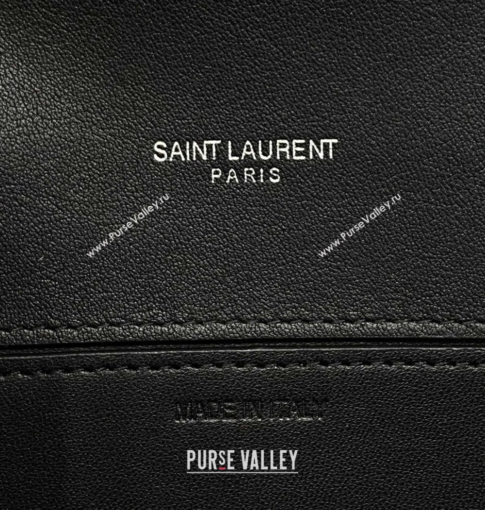 Saint Laurent Uptown Envelope Chain Wallet WOC in Crocodile Pattern Leather 607788 Black/Silver 2024 (DL-24032618)