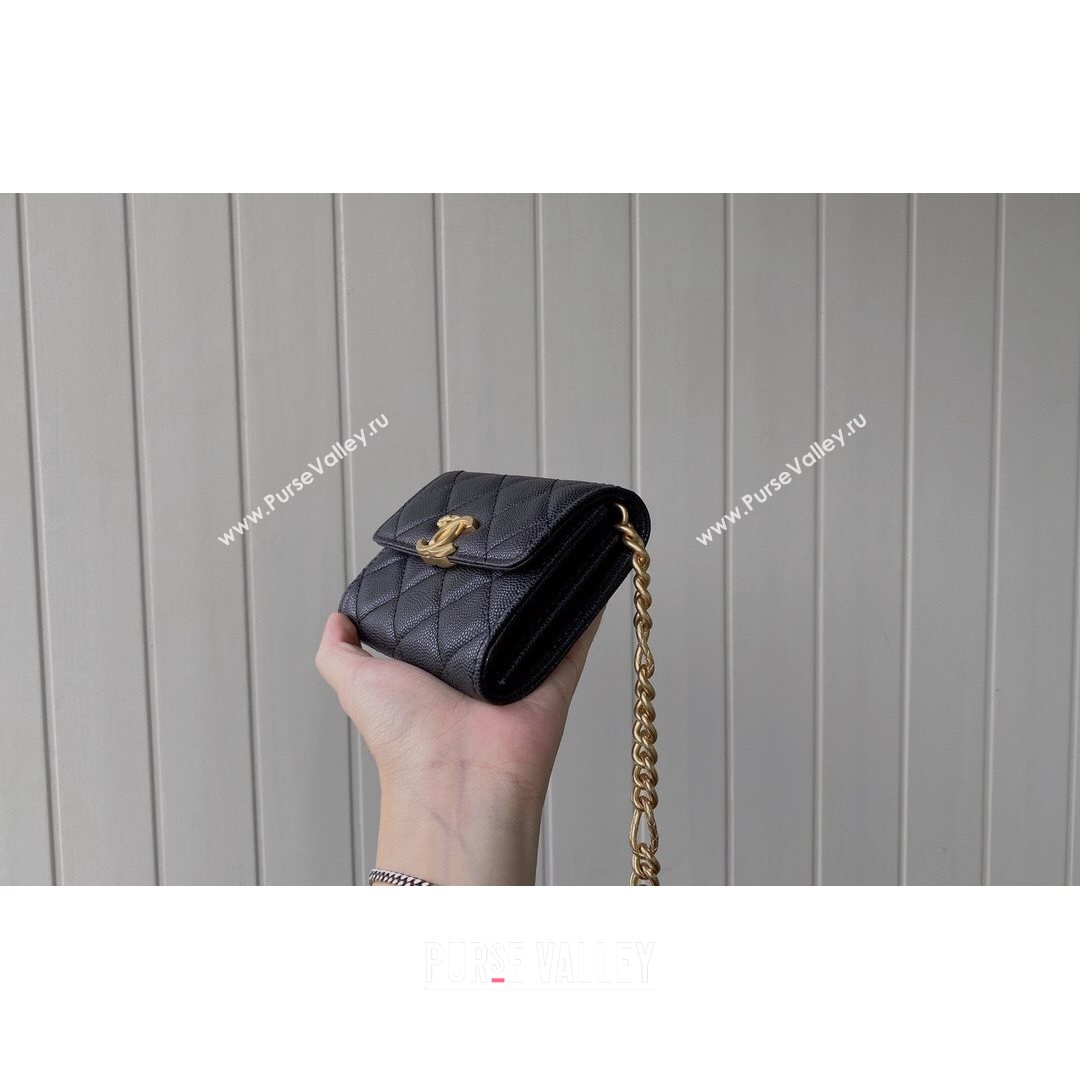 Chanel Grained Calfskin & Gold-Tone Metal Clutch with Chain AP2335 Black 2021 (SM-21082702)