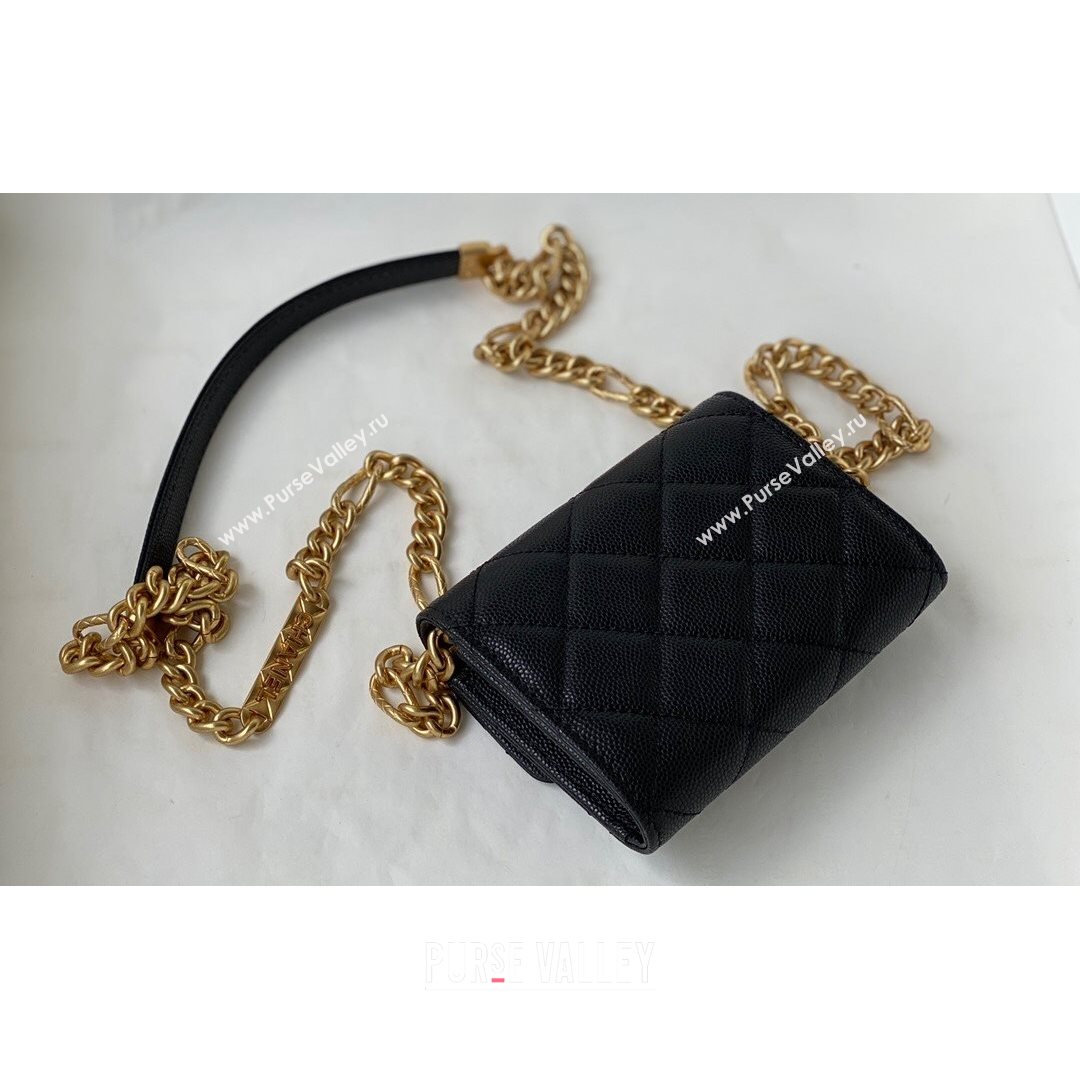 Chanel Grained Calfskin & Gold-Tone Metal Clutch with Chain AP2335 Black 2021 (SM-21082702)