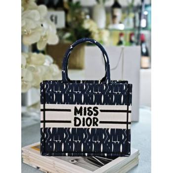 Dior Small Book Tote bag in Blue and White Miss Dior Allover Embroidery 1286 2024 (DMZ-24082308)