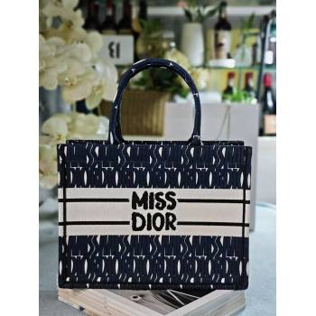 Dior Medium Book Tote bag in Blue and White Miss Dior Allover Embroidery 1286 2024 (DMZ-24082309)