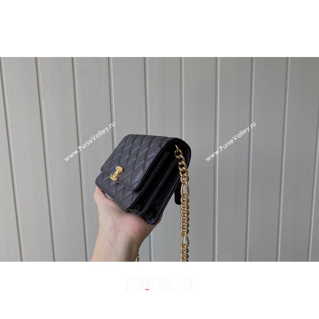 Chanel Grained Calfskin & Gold-Tone Metal Clutch with Chain AP2333 Black 2021 (SM-21082704)