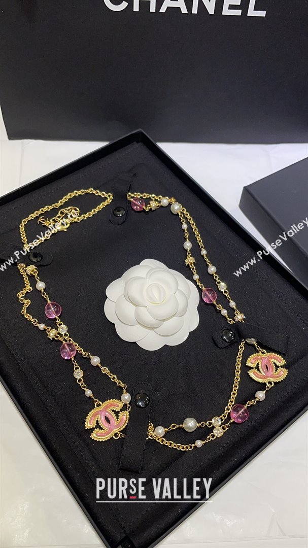 Chanel Long Necklace CH101061 Gold/Pink 2024 (YF-24101061)