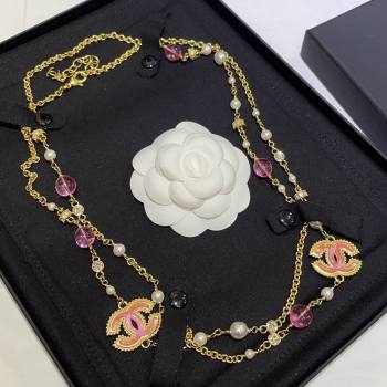 Chanel Long Necklace CH101061 Gold/Pink 2024 (YF-24101061)