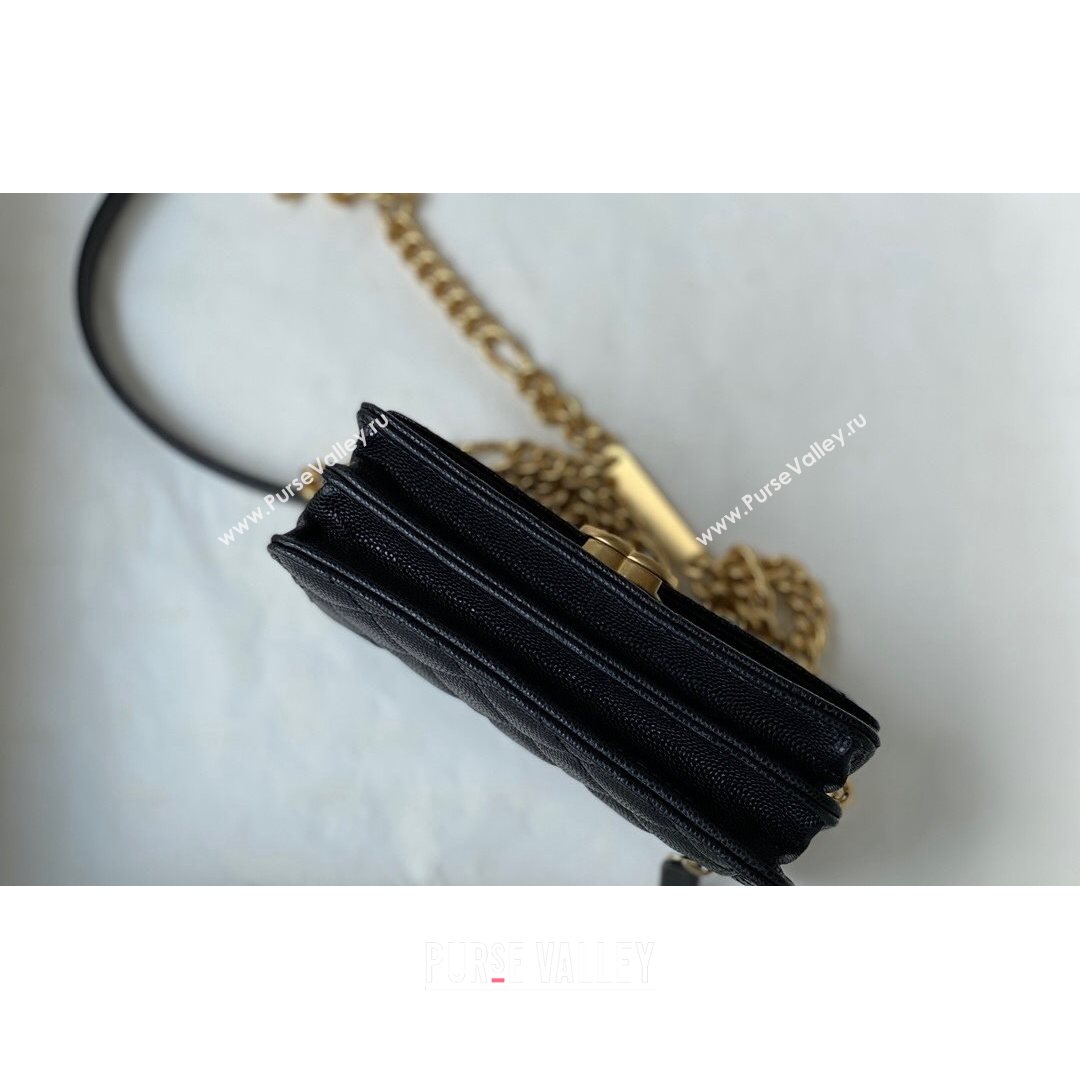 Chanel Grained Calfskin & Gold-Tone Metal Clutch with Chain AP2333 Black 2021 (SM-21082704)