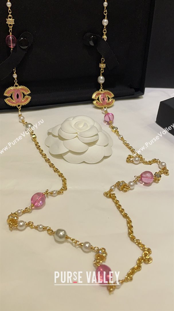 Chanel Long Necklace CH101061 Gold/Pink 2024 (YF-24101061)