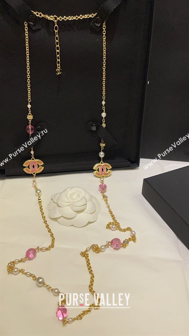 Chanel Long Necklace CH101061 Gold/Pink 2024 (YF-24101061)