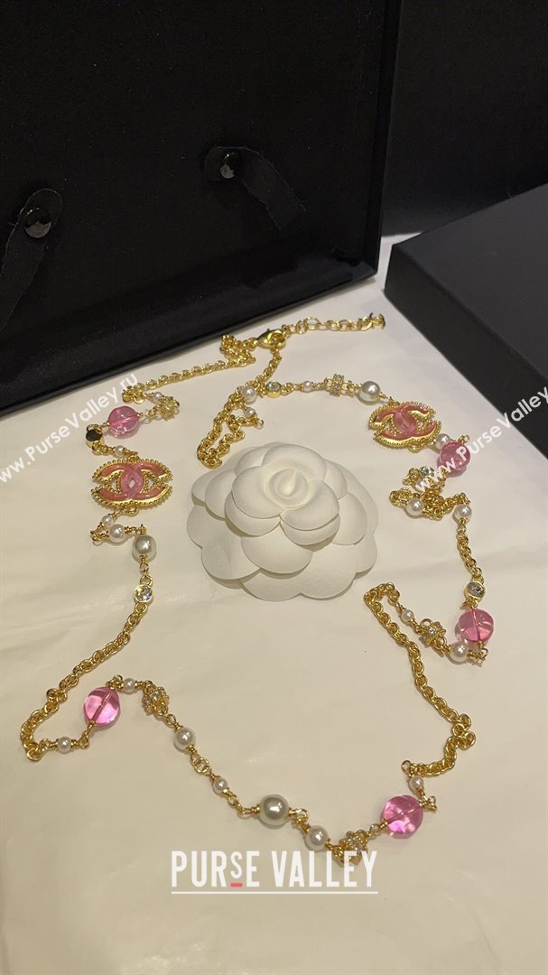 Chanel Long Necklace CH101061 Gold/Pink 2024 (YF-24101061)