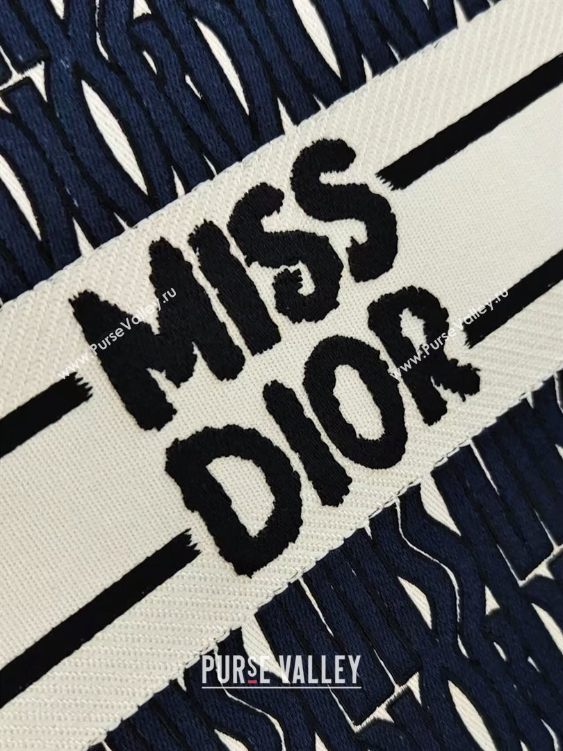 Dior Large Book Tote bag in Blue and White Miss Dior Allover Embroidery 1286 2024 (DMZ-24082310)