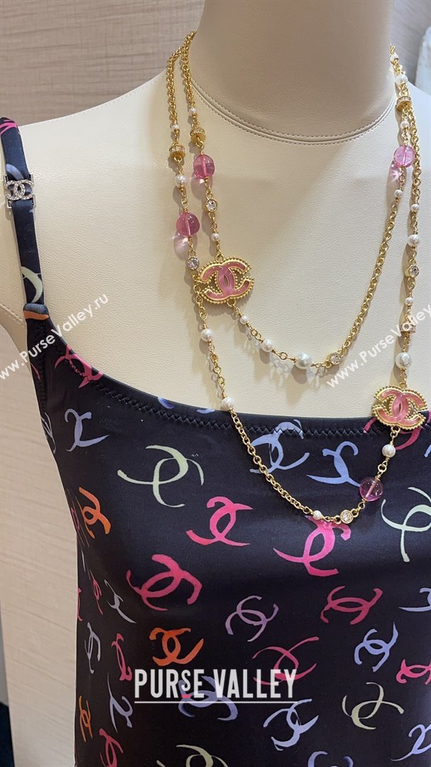 Chanel Long Necklace CH101061 Gold/Pink 2024 (YF-24101061)