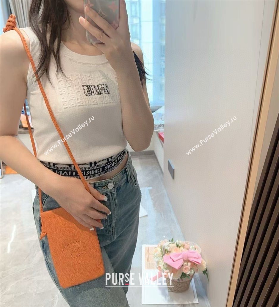 Hermes Grained Phone Mini Bag Orange 2025 0616 (SHI-250616023)