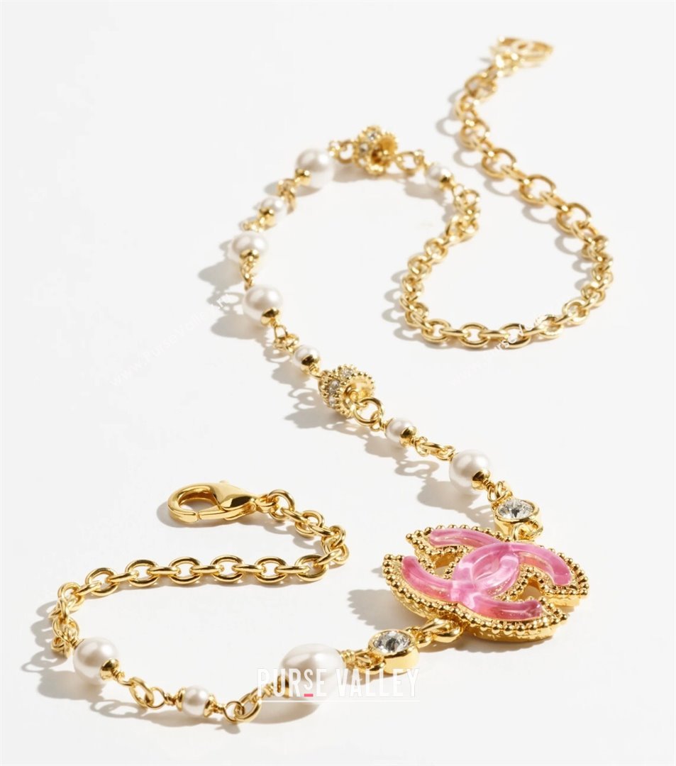 Chanel Short Necklace CH101062 Gold/Pink 2024 (YF-24101062)