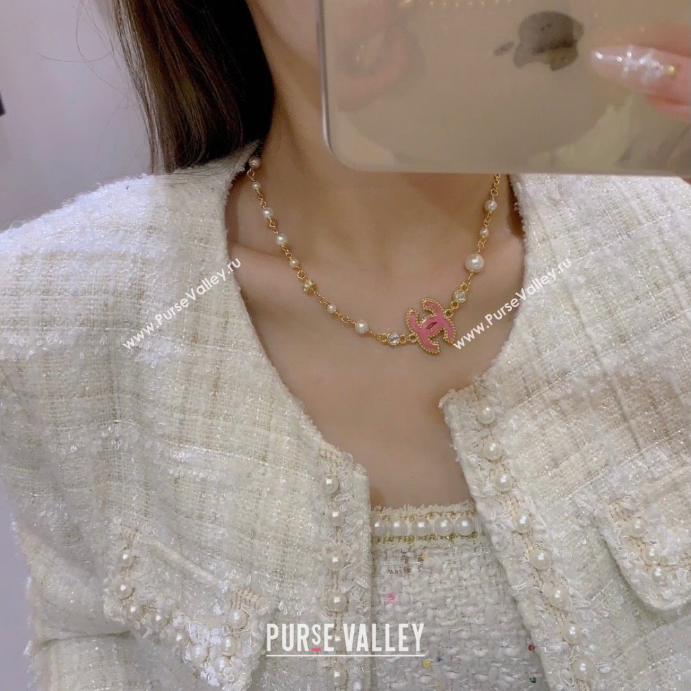 Chanel Short Necklace CH101062 Gold/Pink 2024 (YF-24101062)