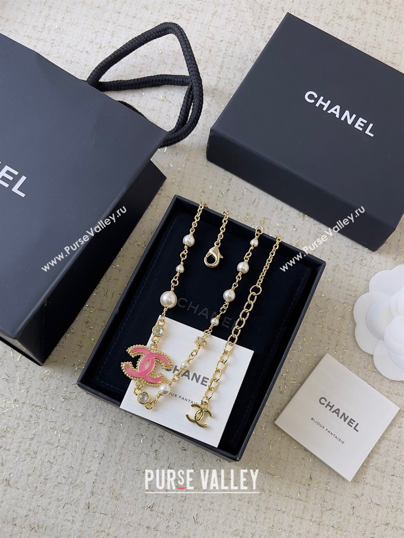 Chanel Short Necklace CH101062 Gold/Pink 2024 (YF-24101062)